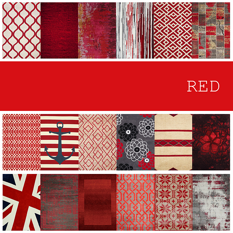 18 carpets in the color RED 3DS Max - thumbnail 1