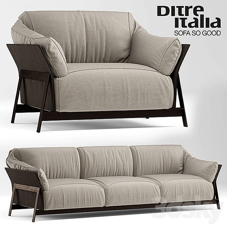 Sofa and chair kanaha ditre italia 3DS Max - thumbnail 1