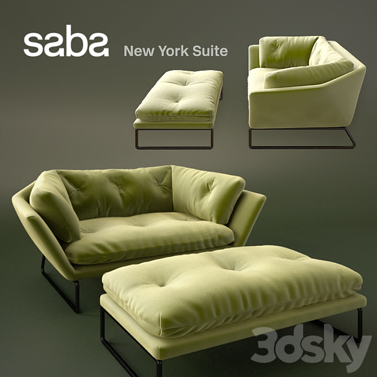 New York Suite by Saba Italia – 1 Seater & Ottoman 3DS Max - thumbnail 1