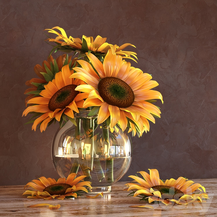 Sunflowers in a Vase 3DS Max - thumbnail 1