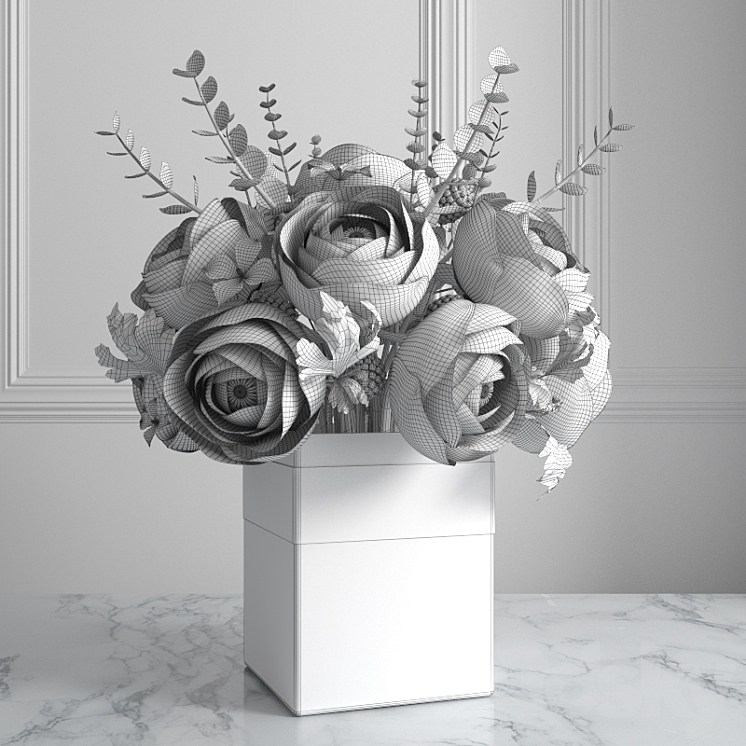 Bouquet with ranunkulyusami 3D Model