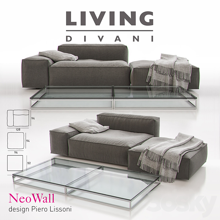 LIVING DIVANI – NEOWALL Sofa Composition II 3DS Max - thumbnail 1