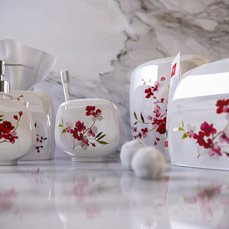 Decorative set of bathroom of Cherry Blossoms Croscill Living 3DS Max - thumbnail 2