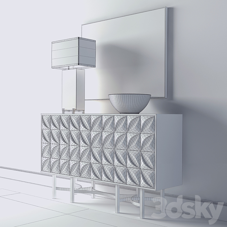Chest Barrington Console and the lamp Alabaster Block Table Lamp 3D Model