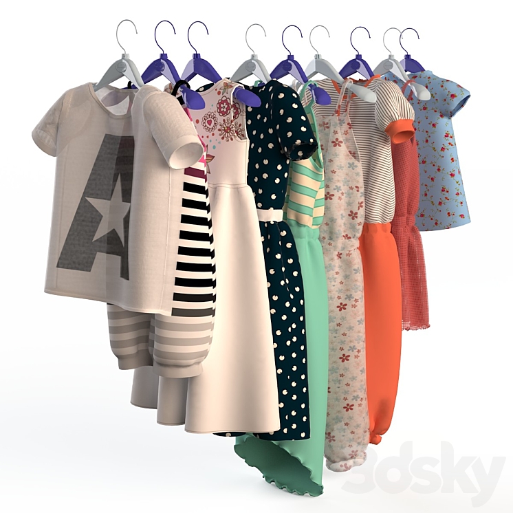 Children's clothing on hangers 3DS Max - thumbnail 1