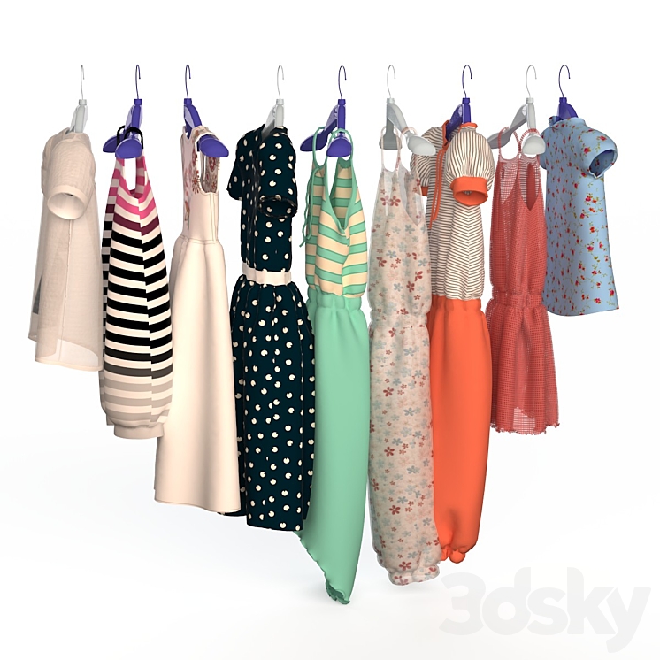 Children's clothing on hangers 3DS Max - thumbnail 2