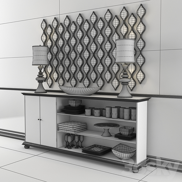Dressers and lamps 3D Model