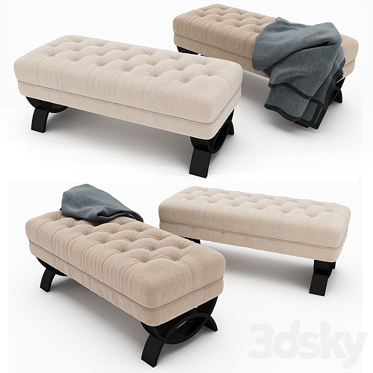 Christopher Knight Home Scarlette Tufted Fabric Ottoman Bench 3DS Max - thumbnail 1