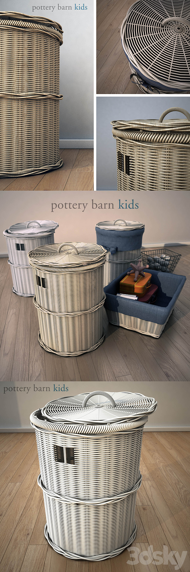 Pottery barn kids basket. 3DS Max - thumbnail 1