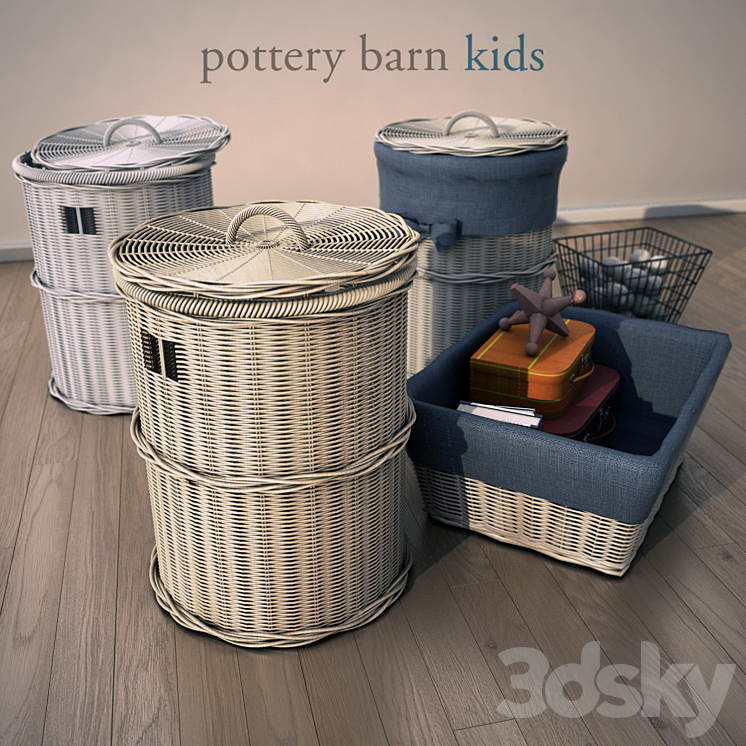 Pottery barn kids basket. 3DS Max - thumbnail 2