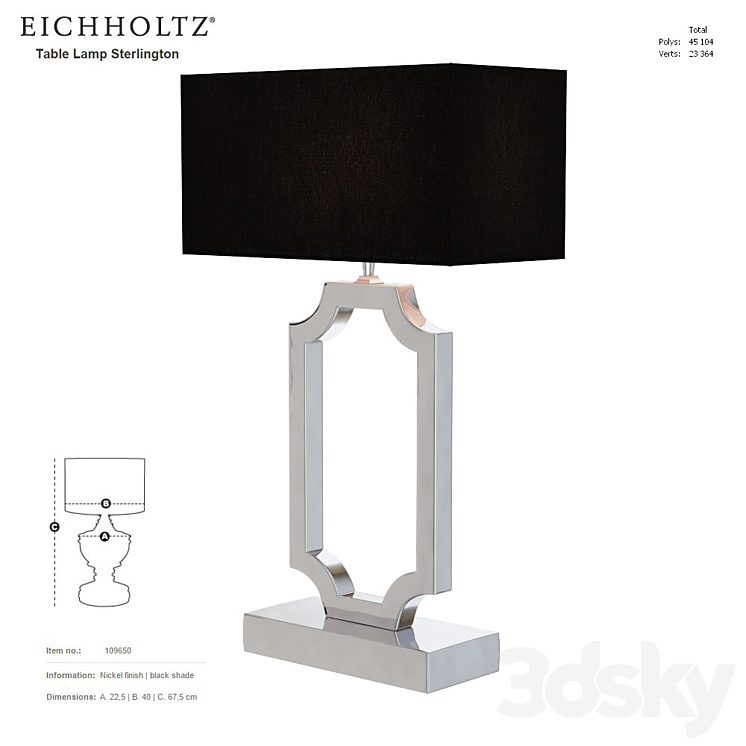 EICHHOLTZ Table Lamp Sterlington 109650 3DS Max - thumbnail 1