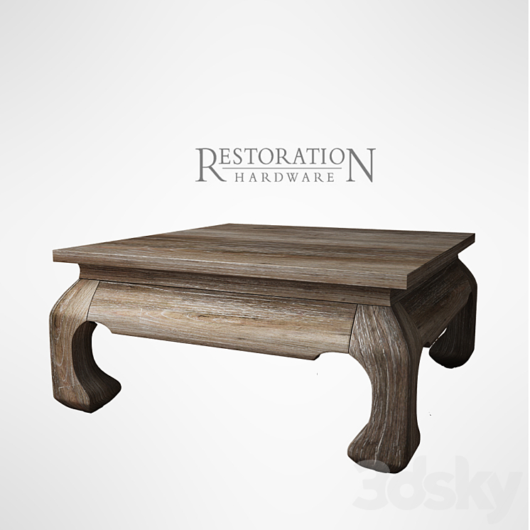 17TH C. SCHOLAR'S SQUARE COFFEE TABLE 3D Model