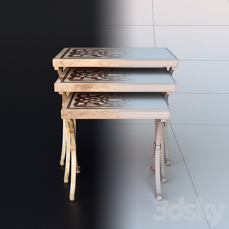 AICO Discoveries Greek Revival Nesting Tables by Michael Amini 3D Model