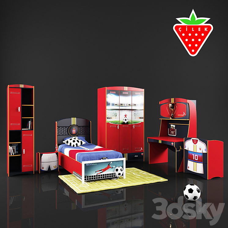 children's furniture Cilek a series of Football 3DS Max - thumbnail 1