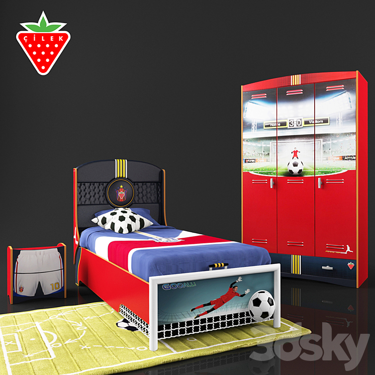 children's furniture Cilek a series of Football 3DS Max - thumbnail 2