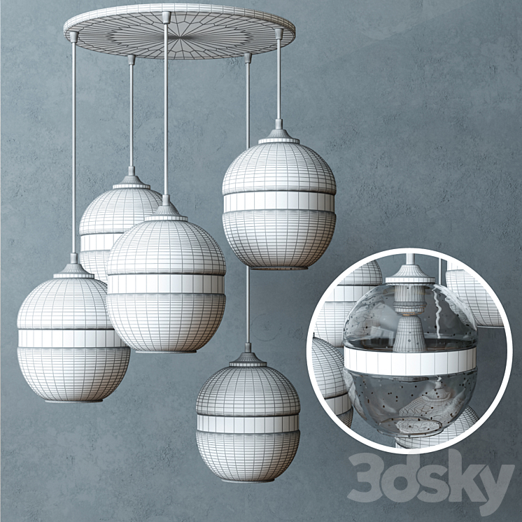 West elm - Banded Glass Chandelier 3D Model