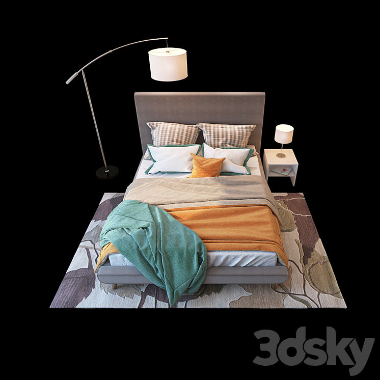 Nixon Upholstered Panel Bed by TOV 3DS Max - thumbnail 2