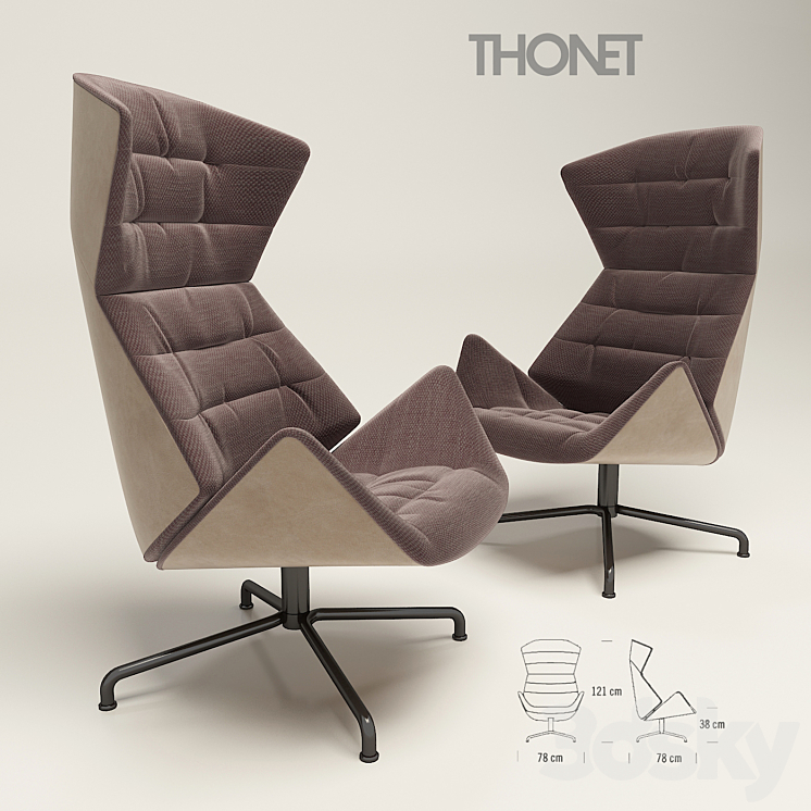 Thonet \/ Lounge chair 808 3DS Max - thumbnail 1