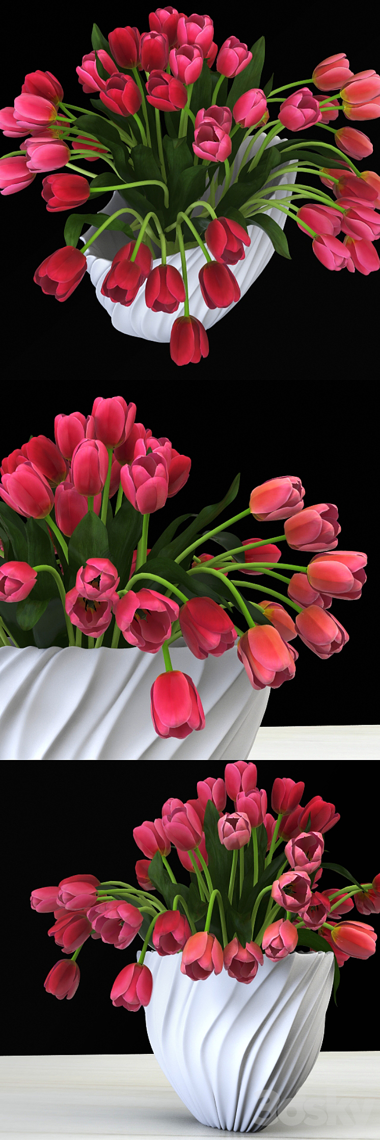 Tulips in a vase 3D Model