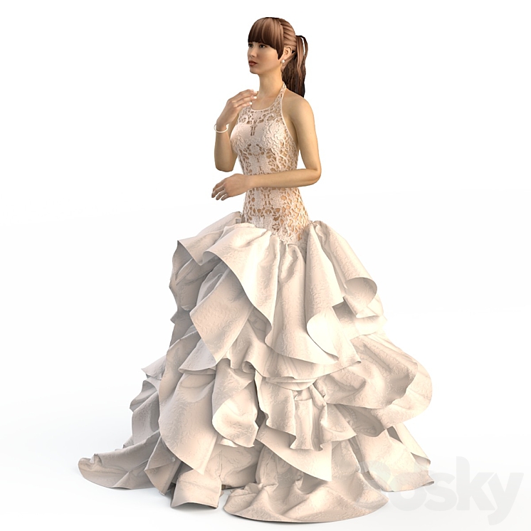 Wedding Evening Dress 2 3DS Max - thumbnail 1