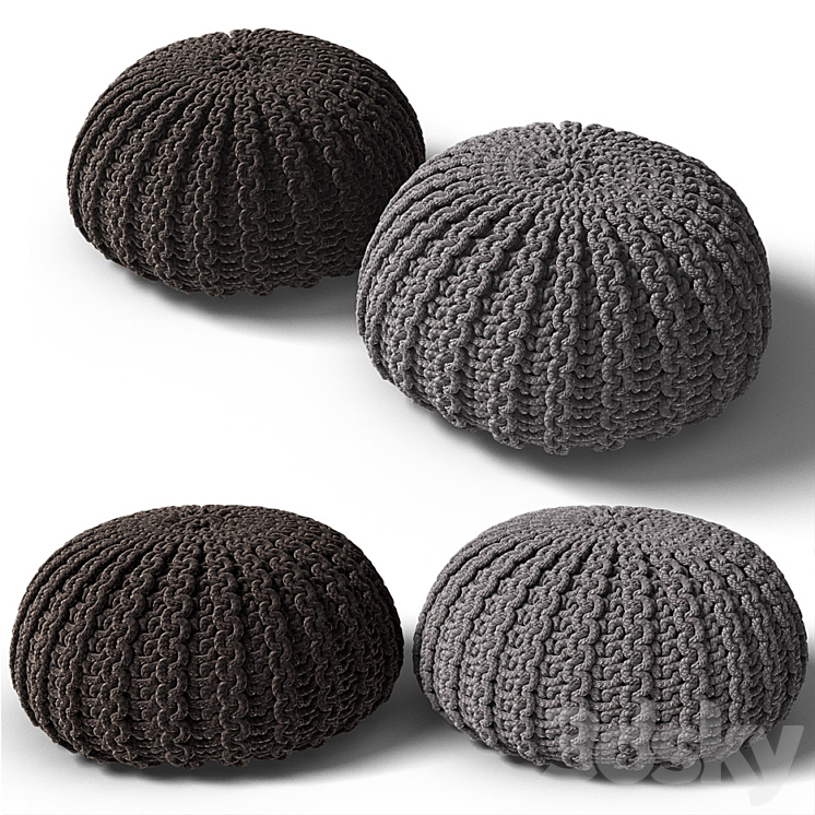 Knitted poof 2 3DS Max - thumbnail 1