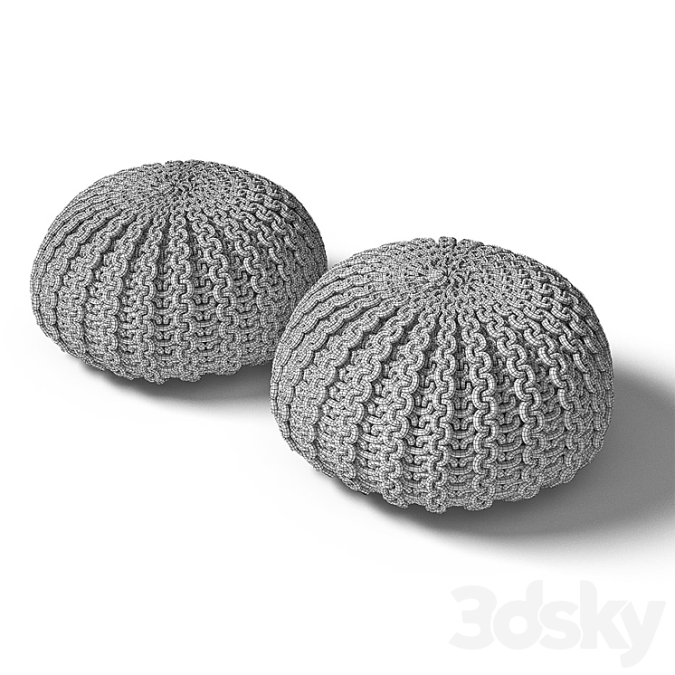 Knitted poof 2 3DS Max - thumbnail 2