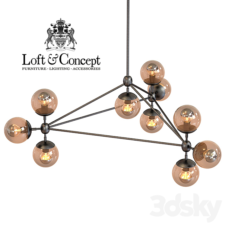 Chandelier Modo Chandelier 10 Globes 3D Model