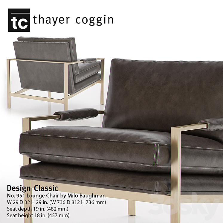 951 DESIGN CLASSIC Lounge Chair by MILO BAUGHMAN 3DS Max - thumbnail 1