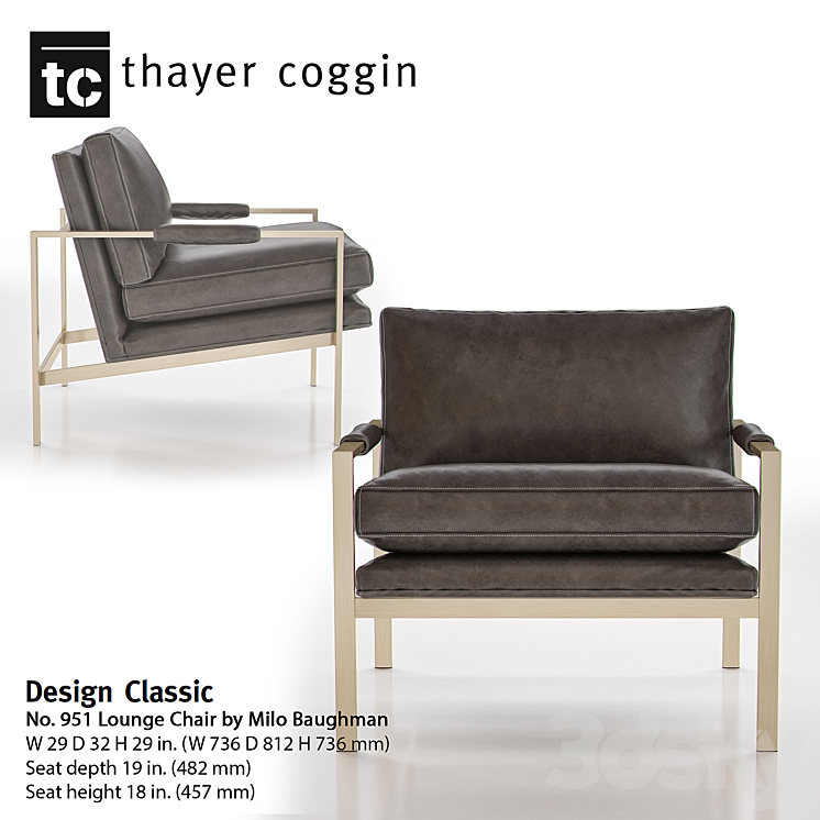 951 DESIGN CLASSIC Lounge Chair by MILO BAUGHMAN 3DS Max - thumbnail 2