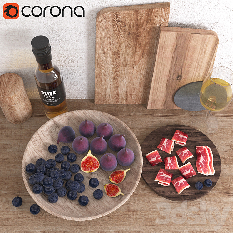 Decorative Set (With wine) 3D Model