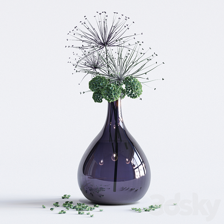 Flowers in a glass vase 3DS Max - thumbnail 1