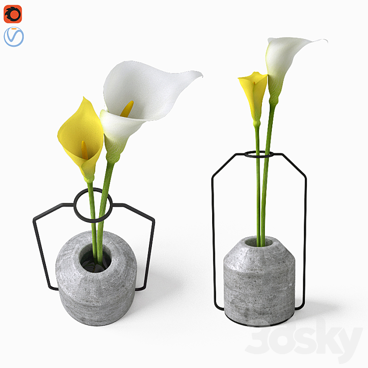 Calla in Weight Vases by Decha Archjananu \/ Callas 3DS Max - thumbnail 1