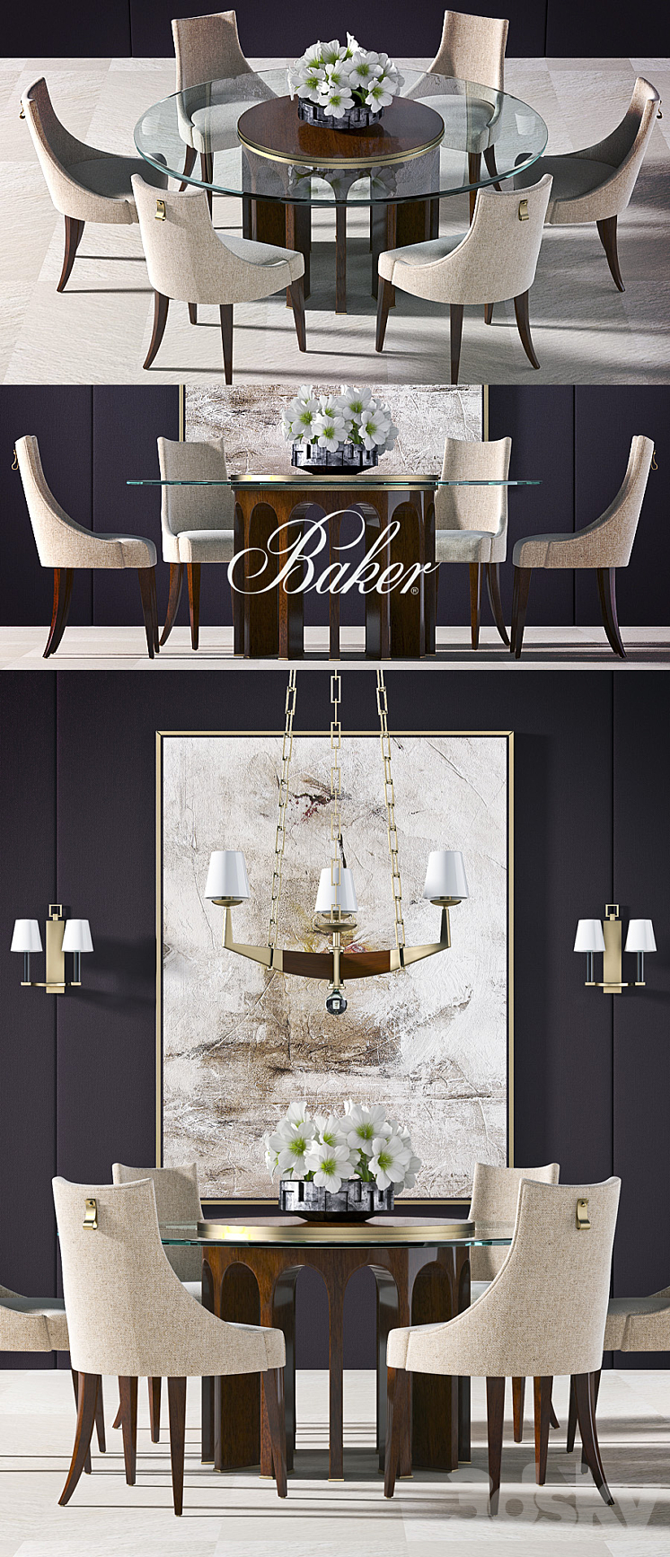 BAKER DINING TABLE 3DS Max - thumbnail 2