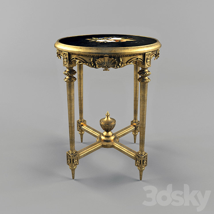 Antique French Giltwood Marble Top Side Table 3DS Max - thumbnail 1