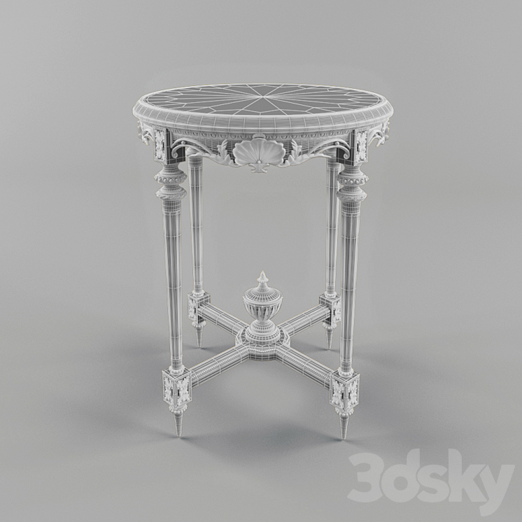 Antique French Giltwood Marble Top Side Table 3DS Max - thumbnail 2
