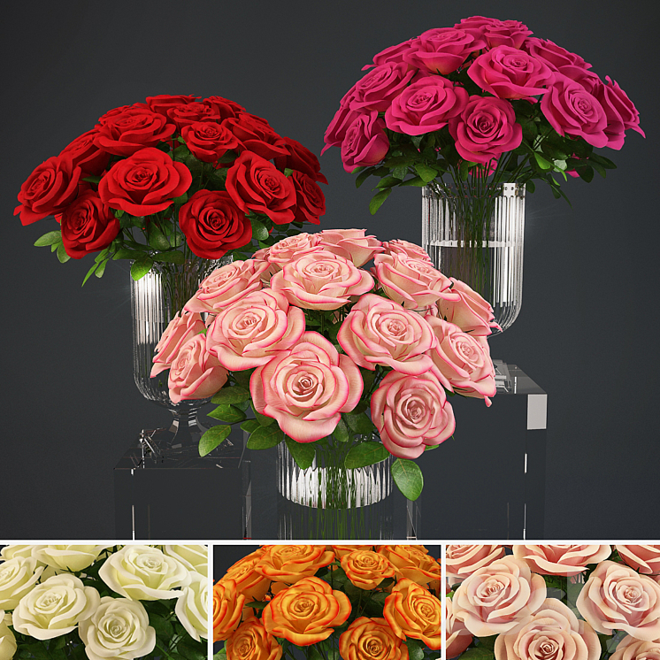 Bouquet of roses in a vase Ralph Lauren 3DS Max - thumbnail 1