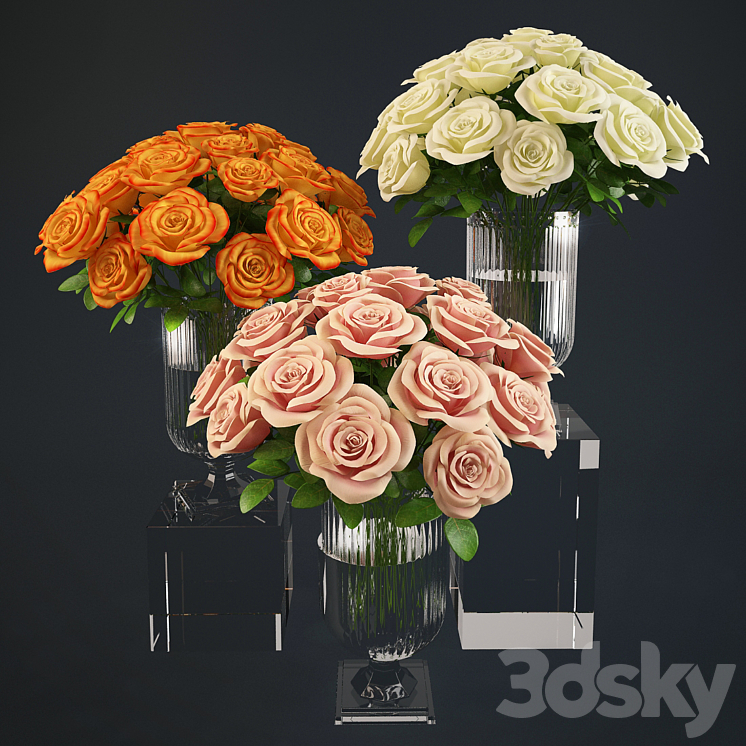 Bouquet of roses in a vase Ralph Lauren 3DS Max - thumbnail 2