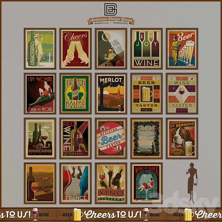 Cheers To Us Poster Collections by Anderson Design Group（model:538193_Rectangle_Vray）