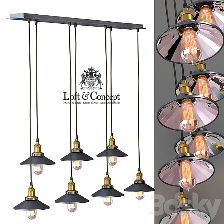 Chandelier Loft Cone Pendant Reflector 7 Line 3D Model