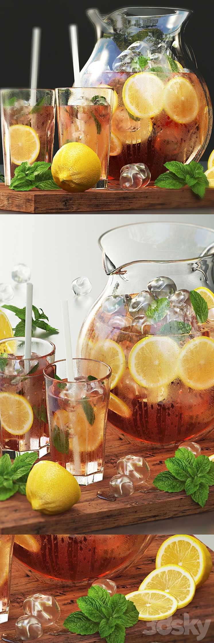 Iced tea with lemon 3D Model