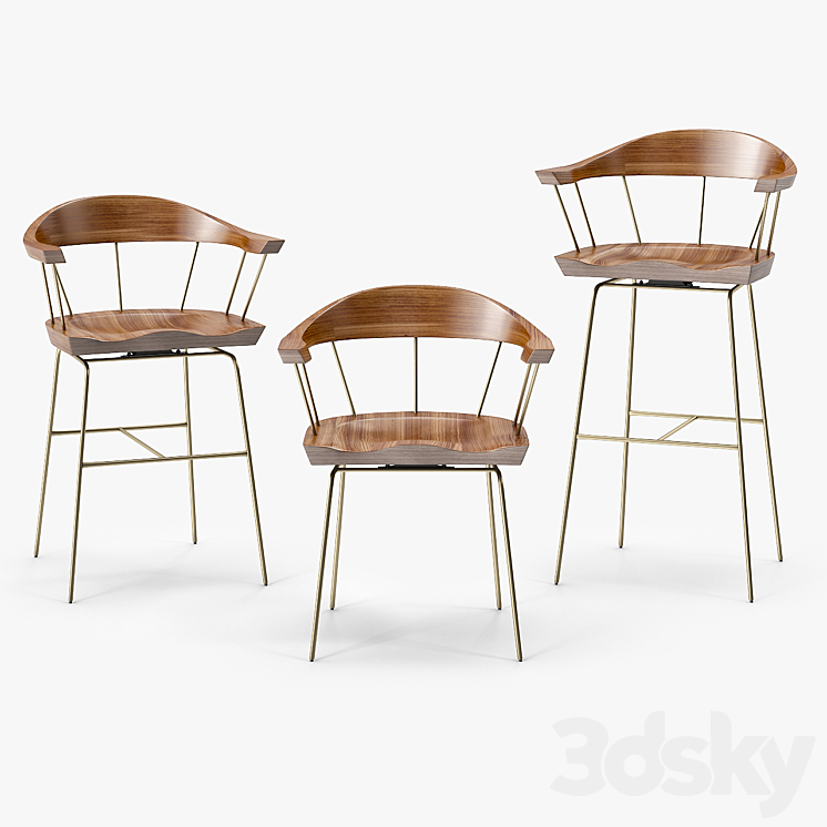 3DS MAX BassamFellows Spindle Chair 3DS Max