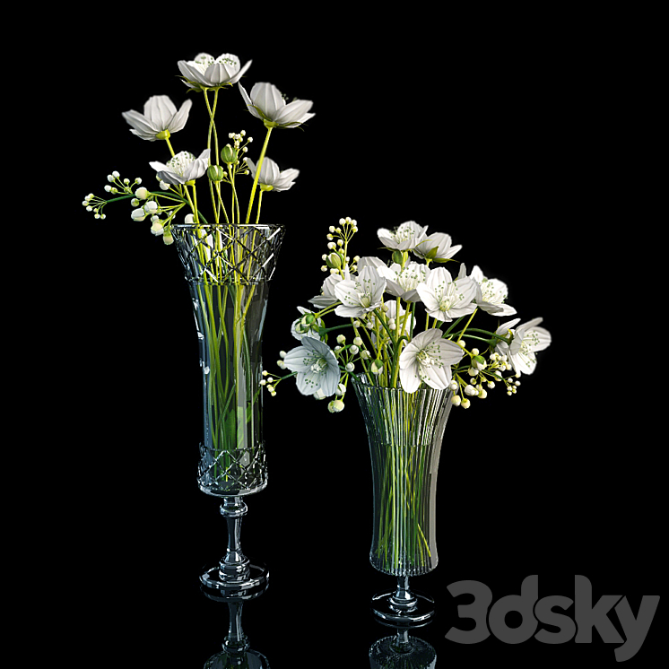 a bouquet of white flowers 3DS Max - thumbnail 1