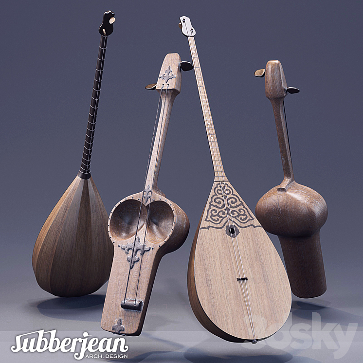 Kazakh National Musical Instruments 3D Model