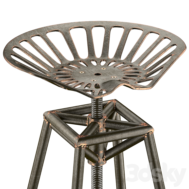 Charlie Industrial Metal Design stool 3DS Max - thumbnail 2