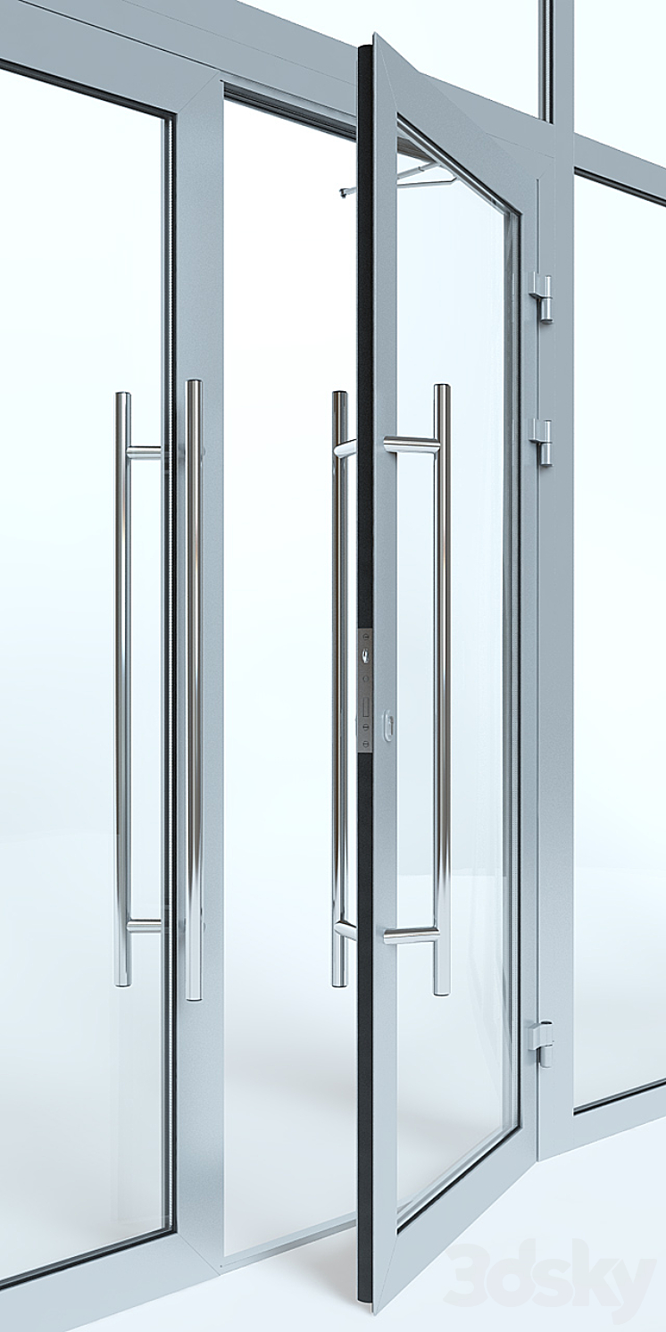 Aluminium door with partitions 3D Model