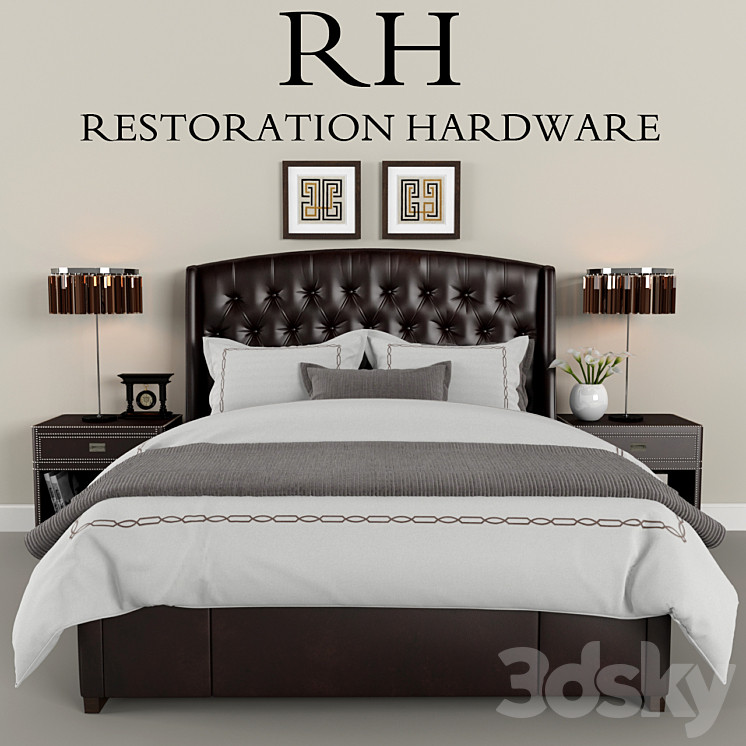 Restoration Hardware Warner Leather bed 3DS Max - thumbnail 1