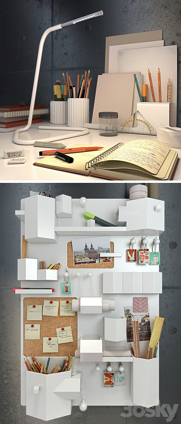 Decorative set of stationery 3DS Max - thumbnail 2