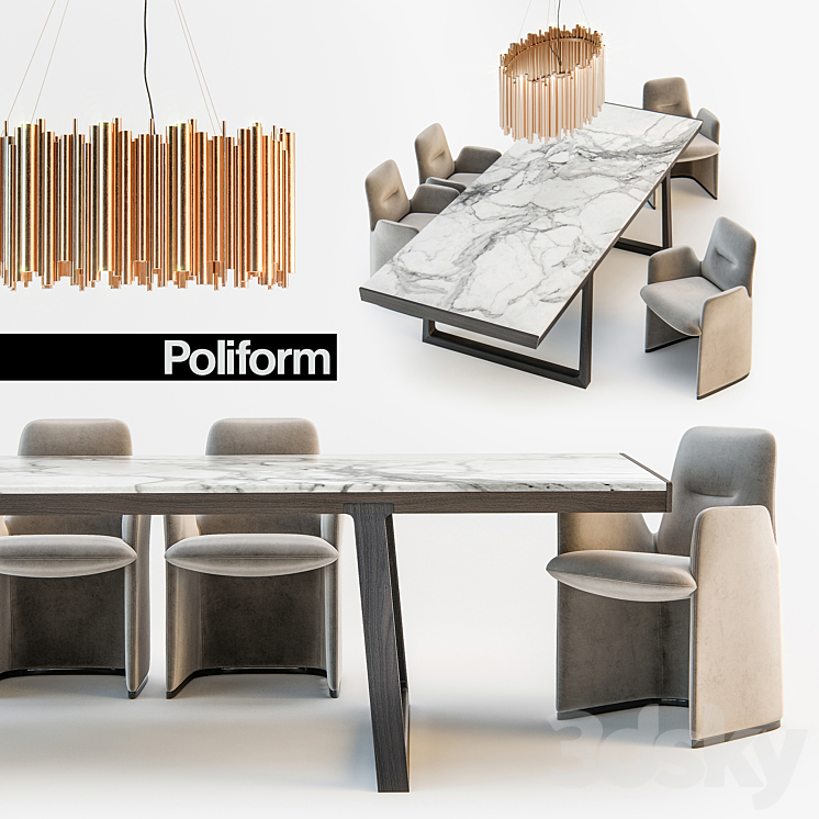Poliform Guest chair Opera table 3DS Max - thumbnail 1