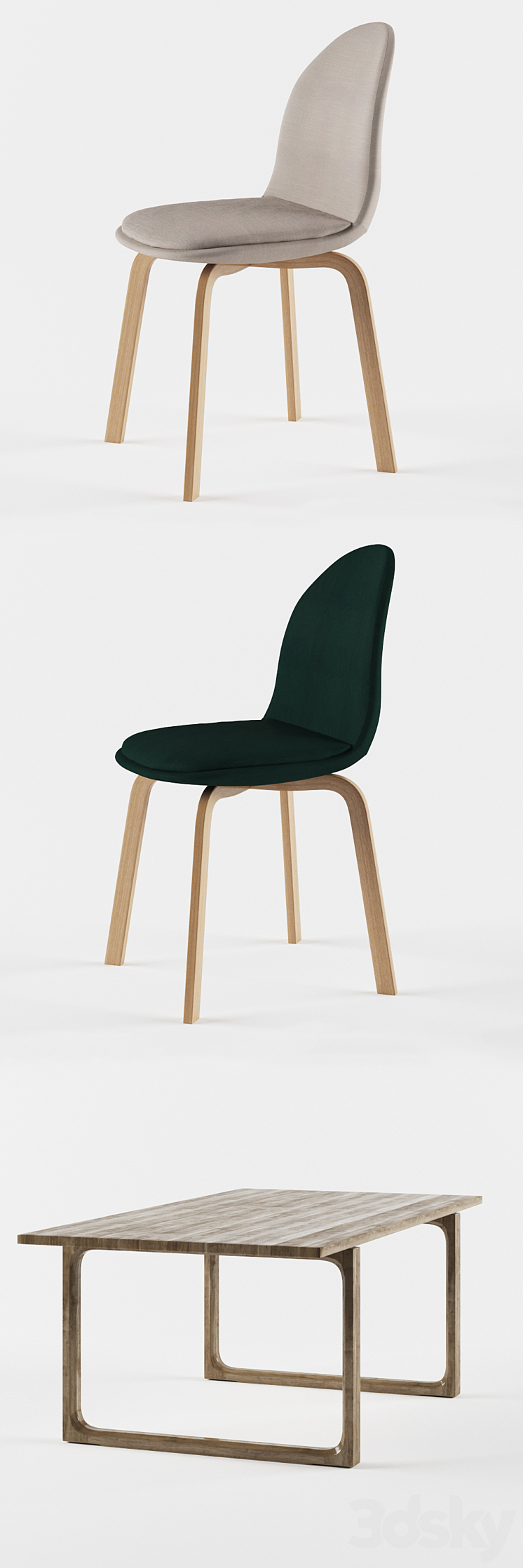 Fritz Hansen Sammen Chair and the table 3DS Max - thumbnail 2