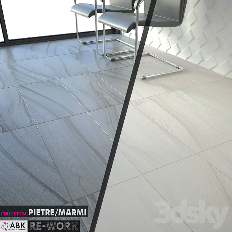 ABK COLLECTION PIETRE MARMI RE-WORK SINGLE 2 GREY WHITE Set 06 3D Model